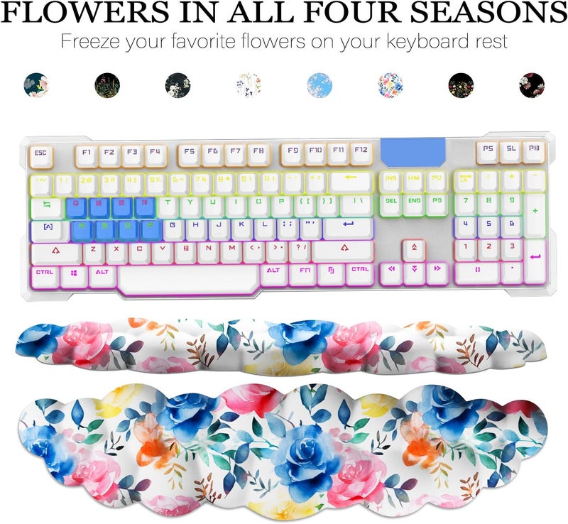JIKIOU Cloud Wrist Rest Keyboard, Cloud Keyboard Wrist Pad Set with Comfortable Cloth, Cute Arm Rest for Palm Support, PC/Gaming Desk Accessories/Office Setup/Computer Hand Cushion Multicolored Rose - Image 3